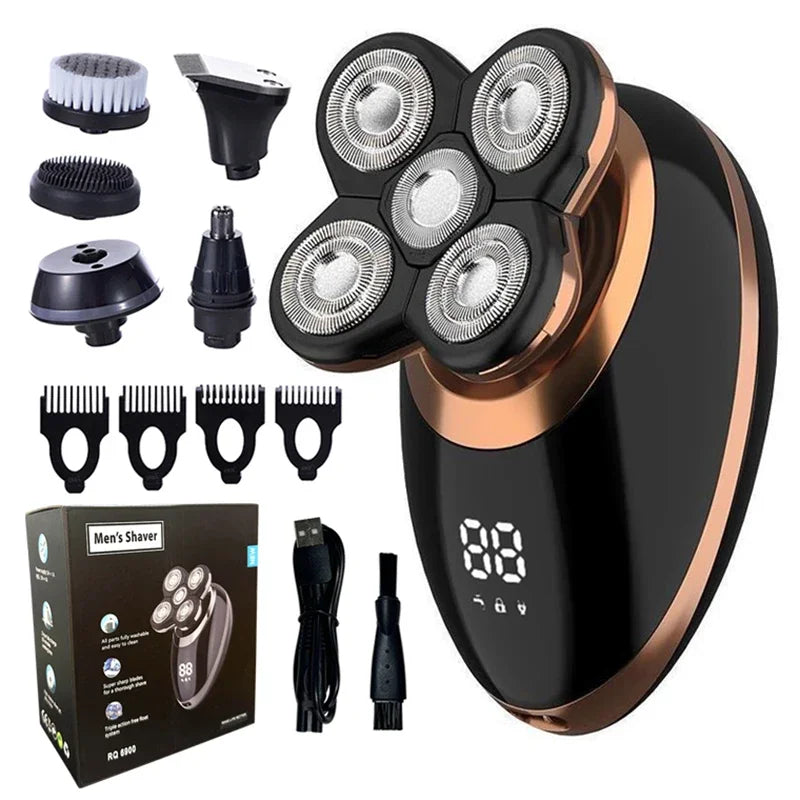 5-in-1 Electric Shaver for Men – Bald Head & Beard Grooming Kit