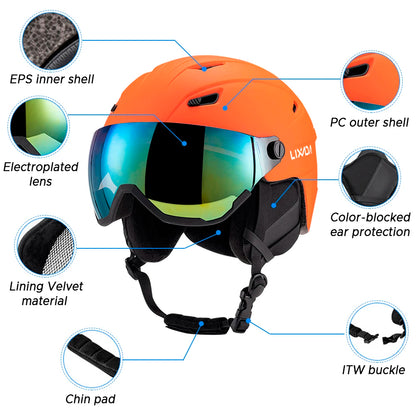 Ski Helmet with Integrated Visor Goggles – Unisex Snowboard Helmet