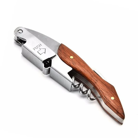 Professional Waiter's Corkscrew Wine Opener with Wood Handle