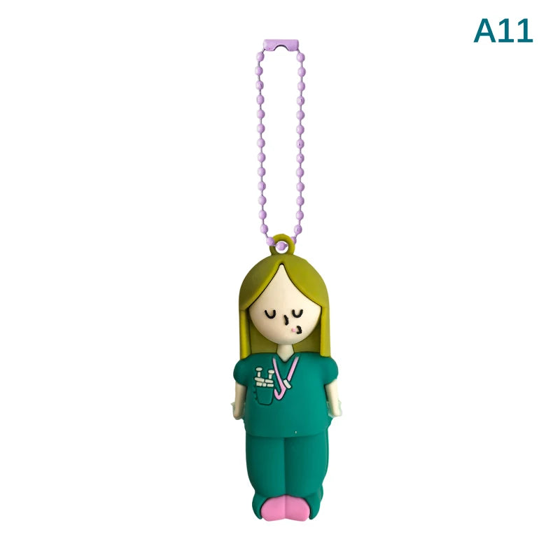 Ampoule Bottle Opener Keychain – Cute Nurse & Doctor Character, Syringe Vial Cutter