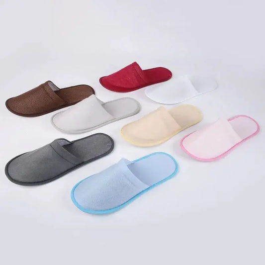Disposable Slippers Unisex Soft Plush – 5 or 10 Pairs for Home, Hotel & Travel