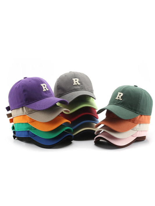 Letter R Embroidered Baseball Cap – Unisex Cotton Hat