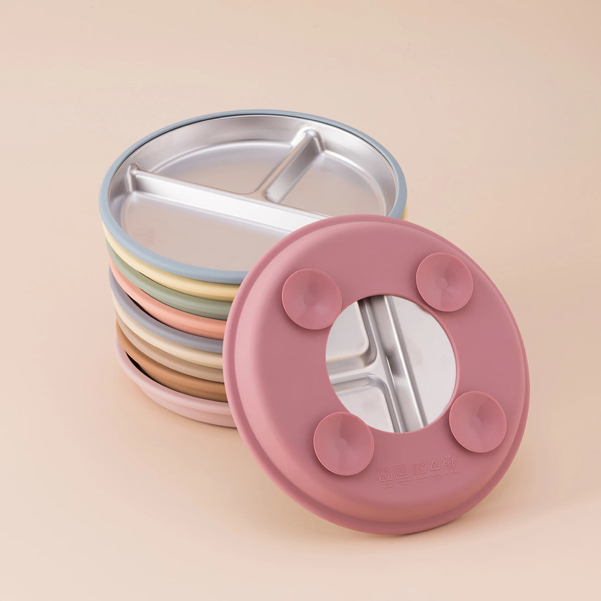 Baby Suction Divided Plate – Stainless Steel with Silicone Base