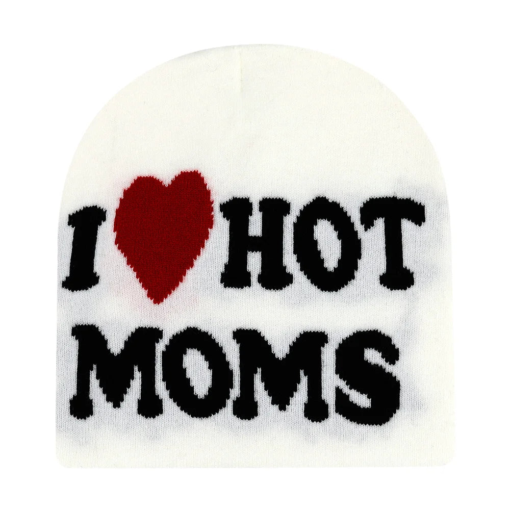 Y2K Letter Print Knit Beanie Hat – Unisex Winter Cap