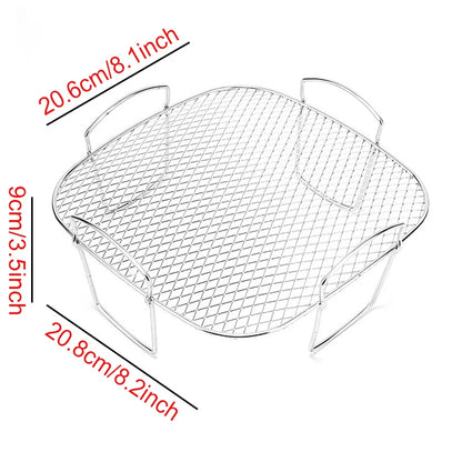 Air Fryer Rack – Stainless Steel Grill & Baking Rack with Skewers