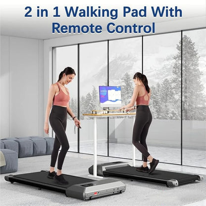 2-in-1 Walking Pad Treadmill – 2.5HP, 300 lbs Capacity, LCD Display