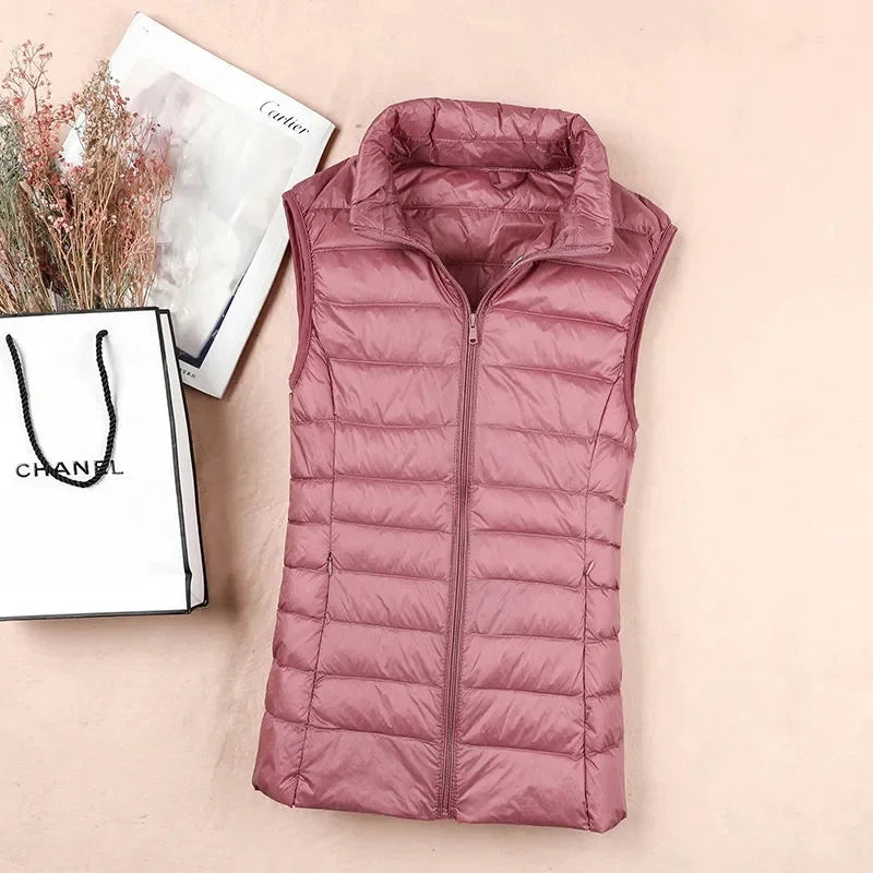 Women's Lightweight Down Vest – Slim Sleeveless Windproof Waistcoat