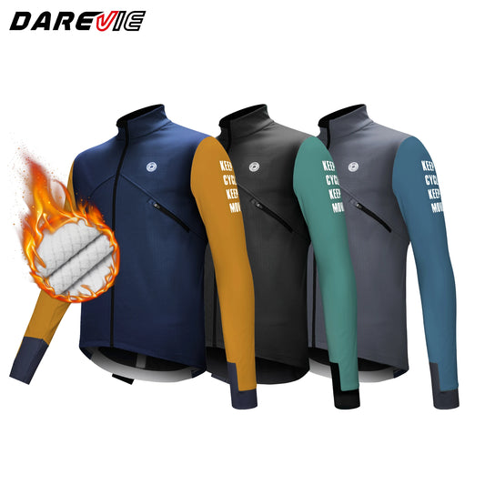 Men's Windproof Fleece Cycling Jacket – Long Sleeve