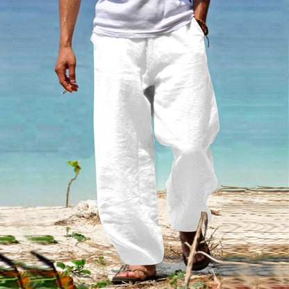 Men's Cotton Linen Pants – Loose Fit Casual Drawstring Jogger