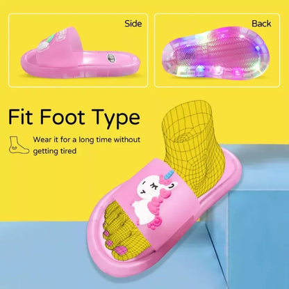 Kids' LED Light-Up Unicorn Slippers – Boys & Girls Sizes 24–35
