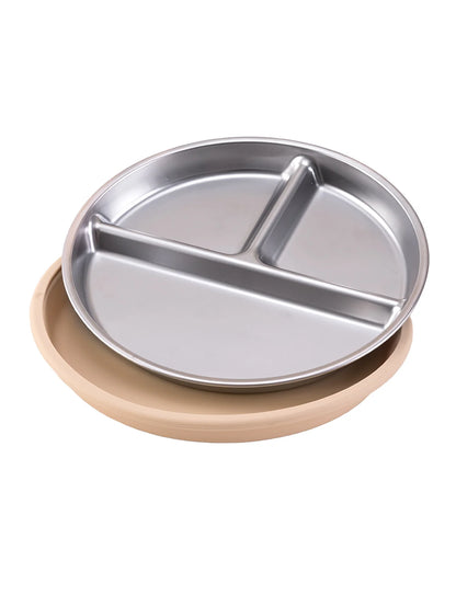 Baby Suction Divided Plate – Stainless Steel with Silicone Base