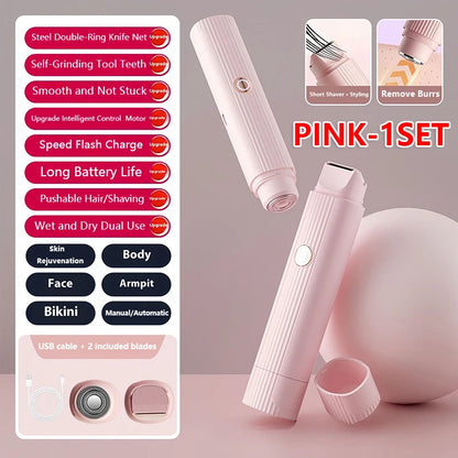 2-in-1 Electric Hair Remover for Women – Painless Rechargeable Trimmer