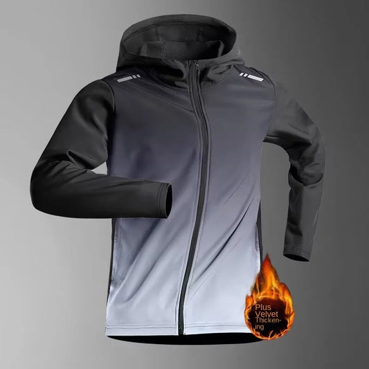 Men's Running Jacket – Quick-Dry Fleece-Lined Hooded Windbreaker