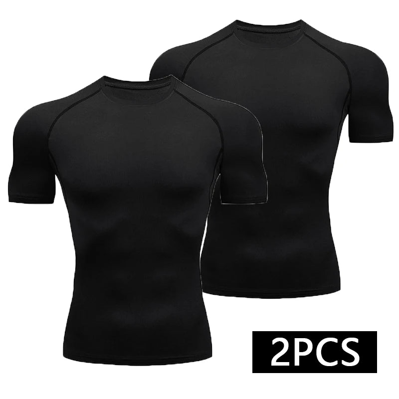 2-Pack Men's Compression T-Shirts – Quick-Dry Running Sport Tops