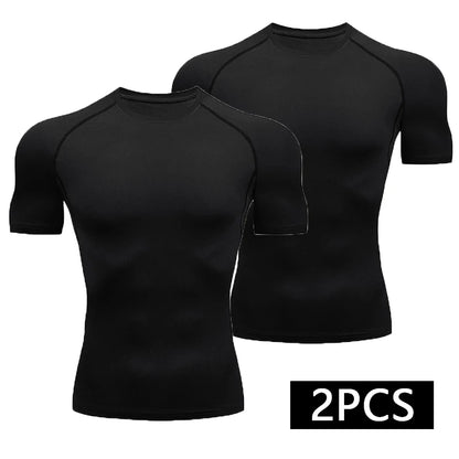 2-Pack Men's Compression T-Shirts – Quick-Dry Running Sport Tops