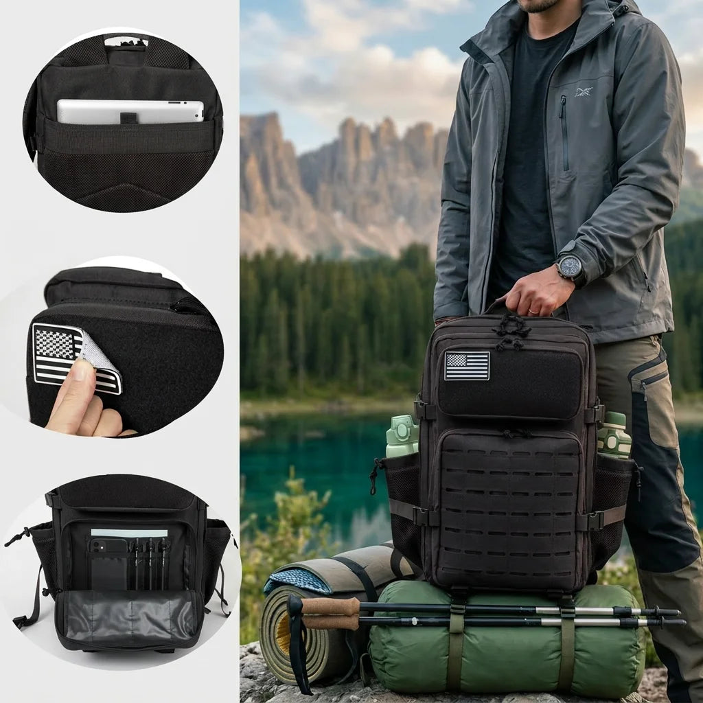 45L Tactical Backpack – MOLLE Military Hiking & Camping Bag