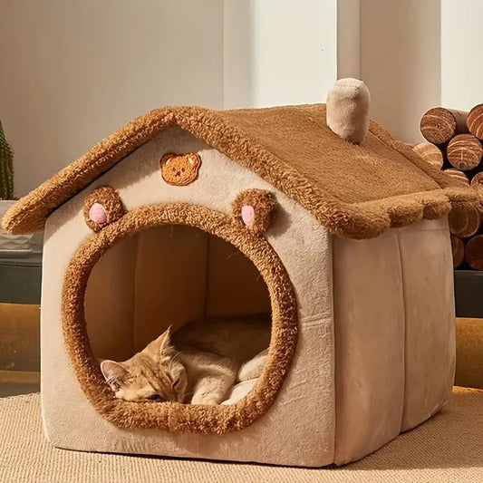 Foldable Pet Cave House Bed – Washable Cat & Small Dog Sofa