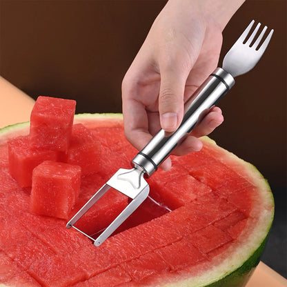 Watermelon Slicer & Fork – 2-in-1 Stainless Steel Fruit Cutting Tool