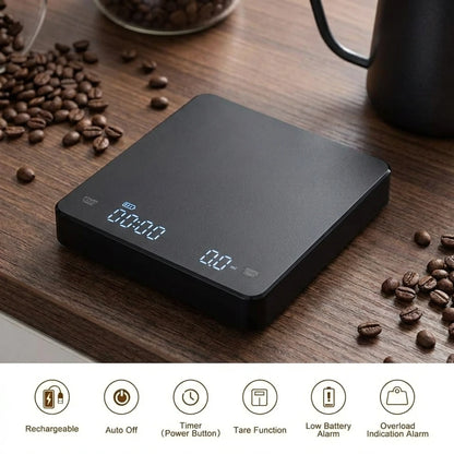 Digital Kitchen Scale with Timer – USB, LED, 3kg/0.1g Precision