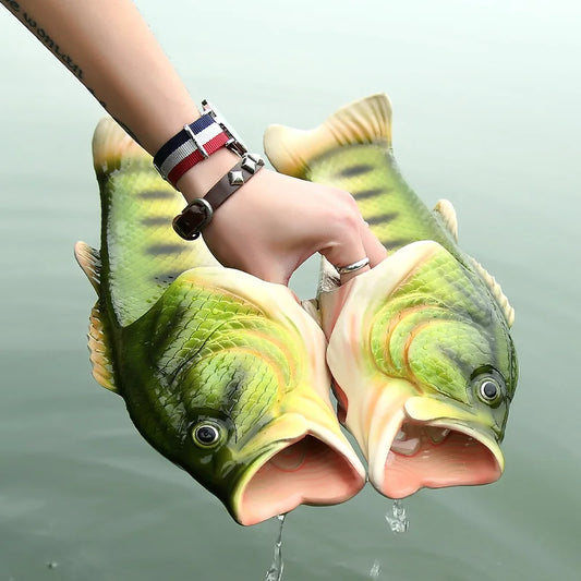 Fish Slippers Unisex Beach Slides – Funny Novelty Sandals for Men, Women & Kids