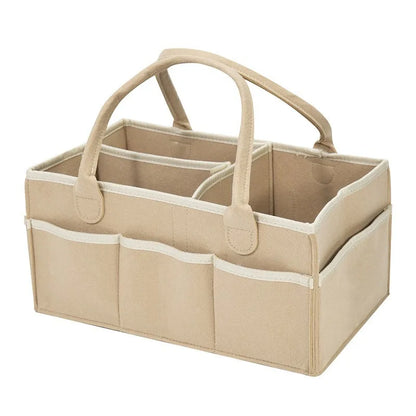 Baby Diaper Caddy Organizer – Felt Storage Basket with Dividers & Handles