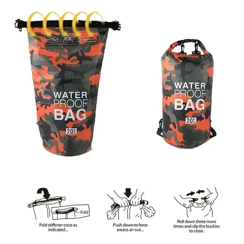 Waterproof Dry Bag 2L – Lightweight Camo Roll-Top Sack for Kayaking & Surfing