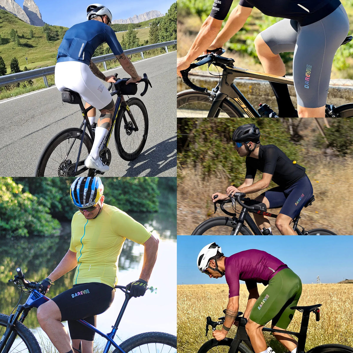 Cycling Bib Shorts Men - Darevie DVP105 Italy Elastic Interface Pad