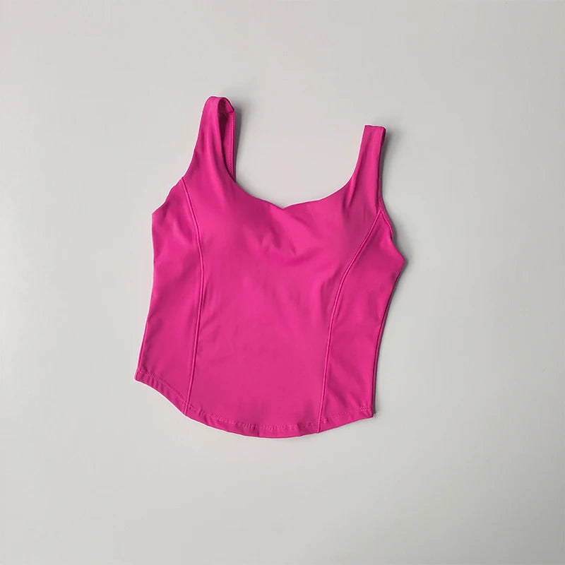 Women's Fitness Tank Top with Built-In Bra – Shockproof Yoga Vest