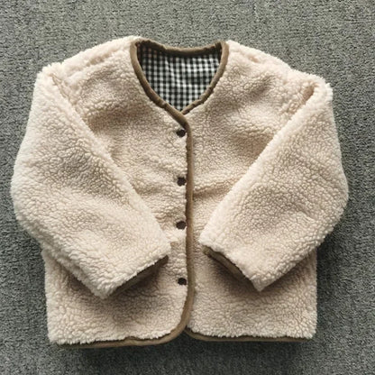 Kids' Reversible Sherpa Jacket – Warm Plush & Plaid Coat for Toddlers