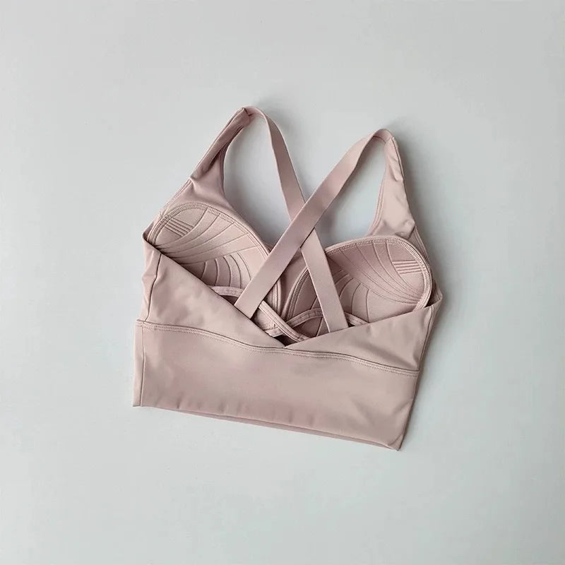 High-Impact Sports Bra with Built-In Cup – Shockproof Cross-Back