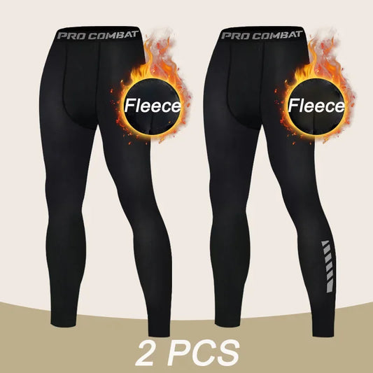 Men's Fleece Compression Leggings – Warm Running Tights