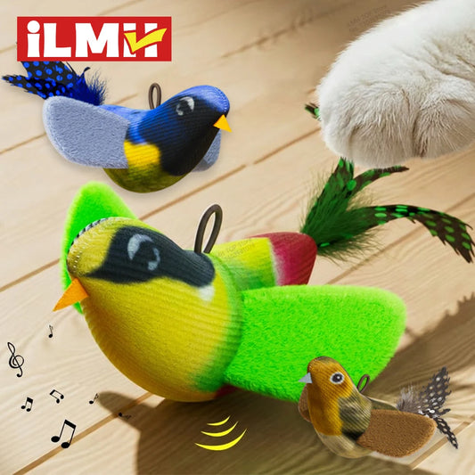 Interactive Cat Ball Toy with Tail, LED Light & Catnip