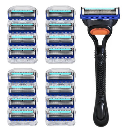 5-Layer Razor Blade Refills – Stainless Steel Wet Shaving Cartridges for Men