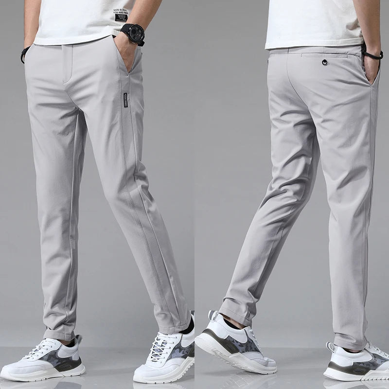 Men's Slim Stretch Casual Pants – Lightweight Breathable Trousers