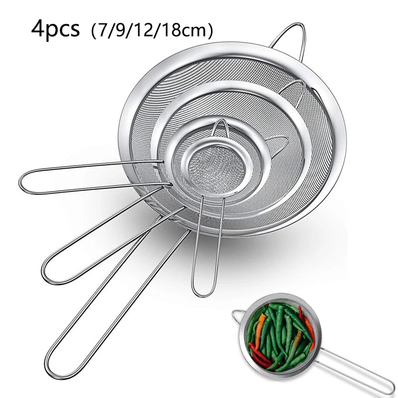 Stainless Steel Fine Mesh Strainer – Sieve & Sifter for Kitchen