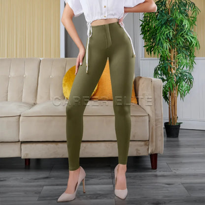 Women's High-Waist Push-Up Leggings – Stretchy Skinny Ankle-Length Pants