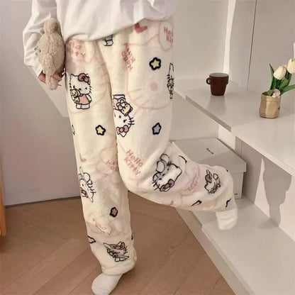 Hello Kitty Flannel Pajama Pants for Women – Cute Loose Lounge Bottoms