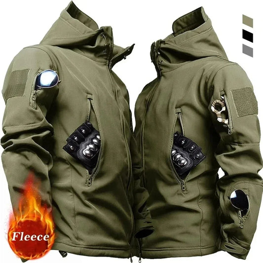 Men's Tactical Soft-Shell Hooded Jacket – Waterproof Military Outdoor Coat