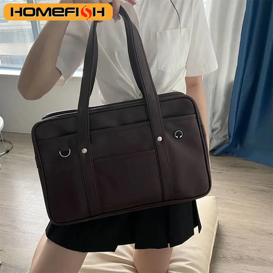 PU Leather School Bag – Japanese Style Large Capacity Handbag