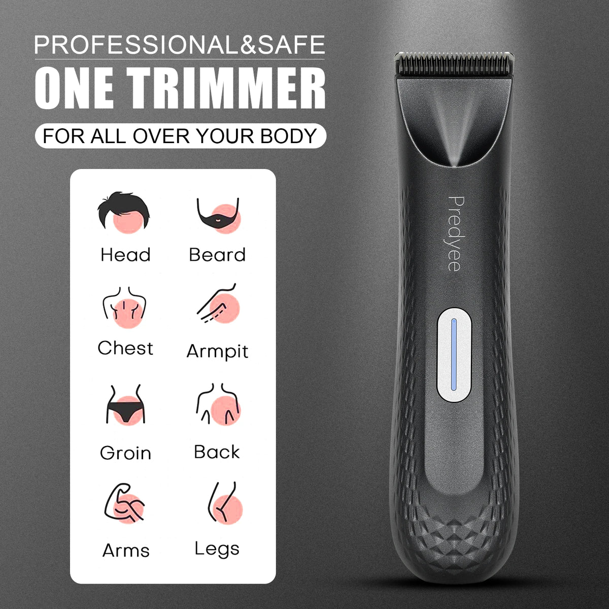 Men's Body Groomer & Groin Hair Trimmer – Waterproof with Ceramic Blade