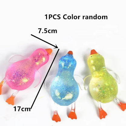 Squishy Aurora Duck Stress Relief Toy – Glitter Squeeze Fidget