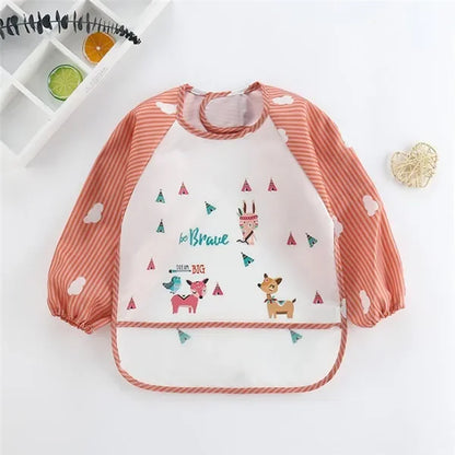 Baby Long Sleeve Waterproof Bib Art Smock with Pocket