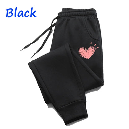 Women's Heart Print Cotton Jogger Sweatpants – Casual Lounge Pants