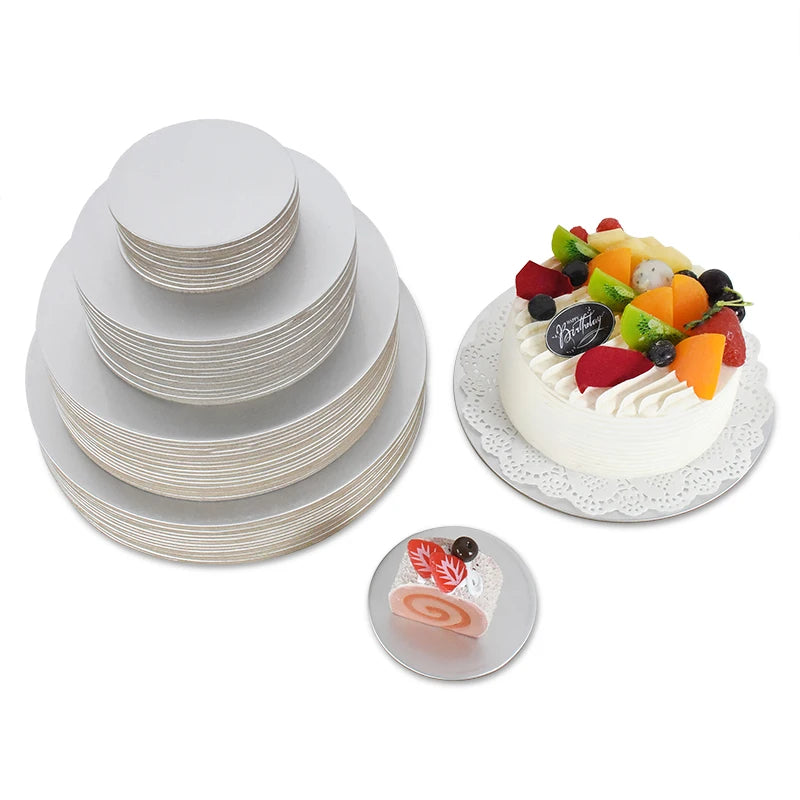 Round Cake Boards – Gold & Silver Cardboard Base for Cakes & Cupcakes
