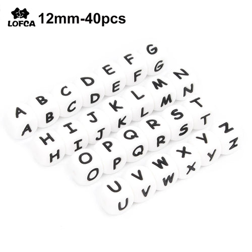 Silicone Alphabet Letter Beads 12mm – 40pcs Food Grade Teething