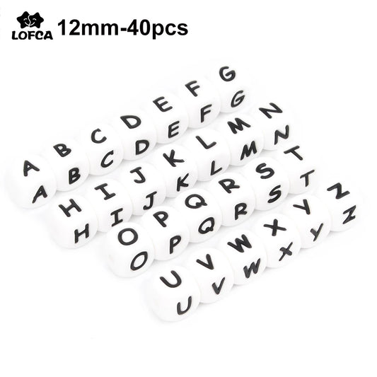Silicone Alphabet Letter Beads 12mm – 40pcs Food Grade Teething