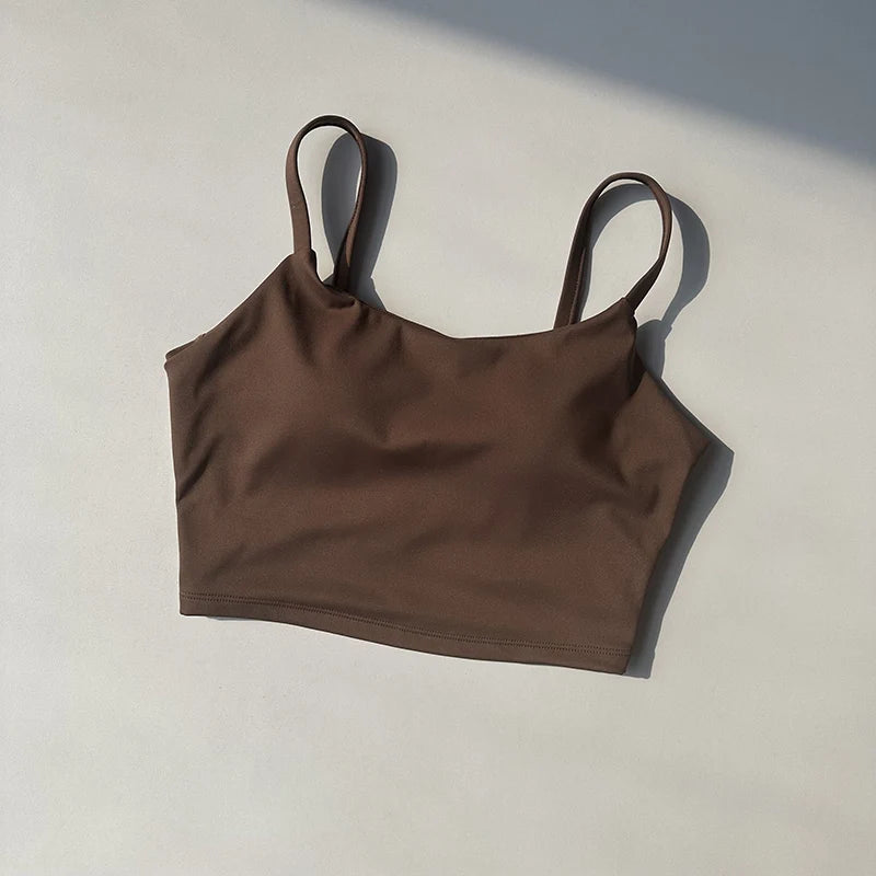 Women's Padded Sports Bra Camisole – Push-Up Crop Top for Gym & Yoga