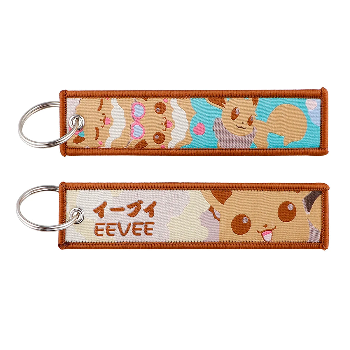 Anime Embroidered Jet Tag Keychain – Cute Cartoon Key Ring