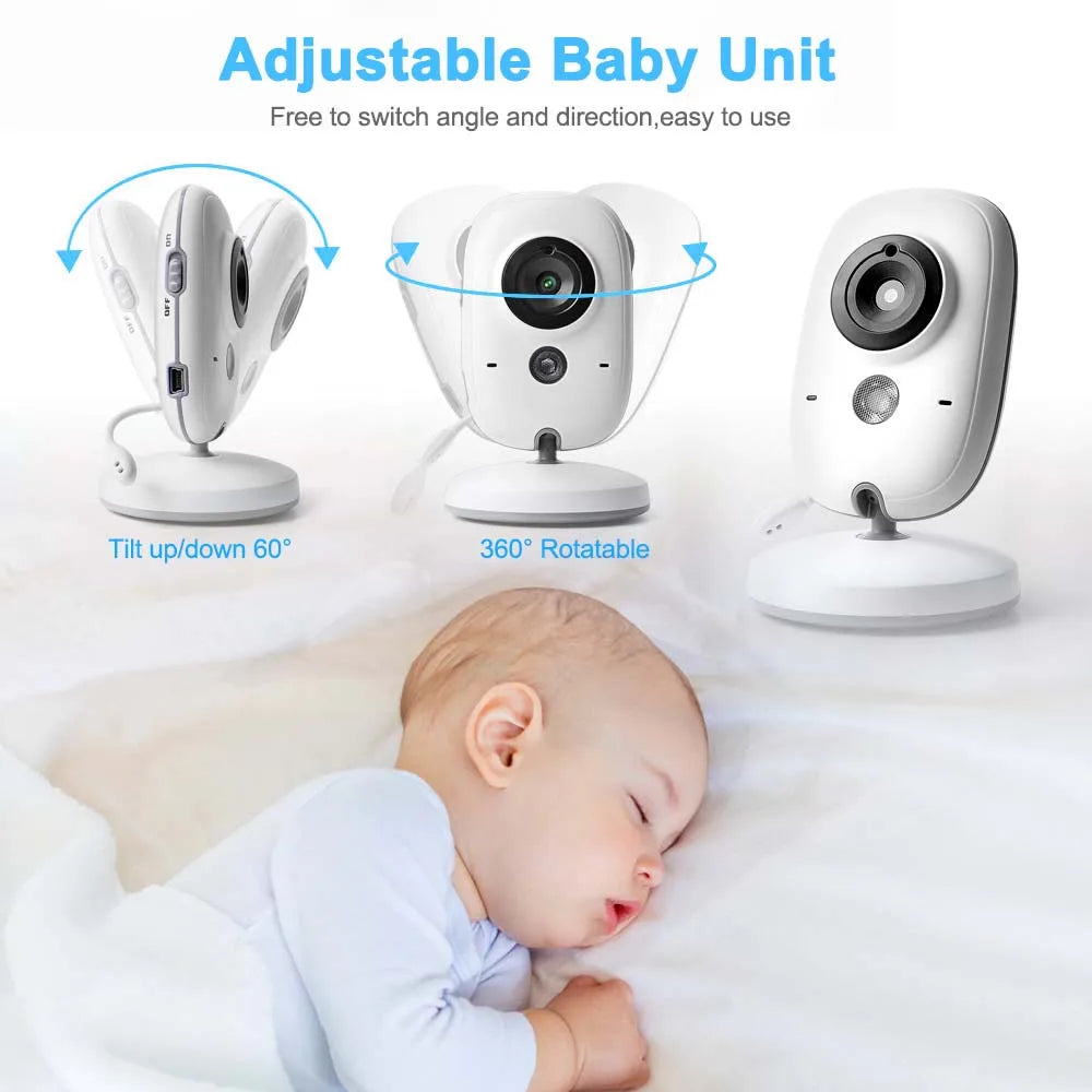 Video Baby Monitor 3.5-Inch Screen Night Vision Two-Way Audio 2.4GHz Wireless