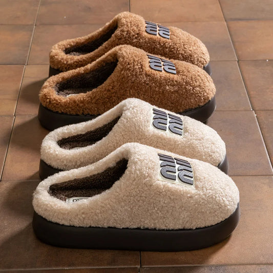 Women's Plush Indoor Slippers – Thick Sole, Anti-Slip